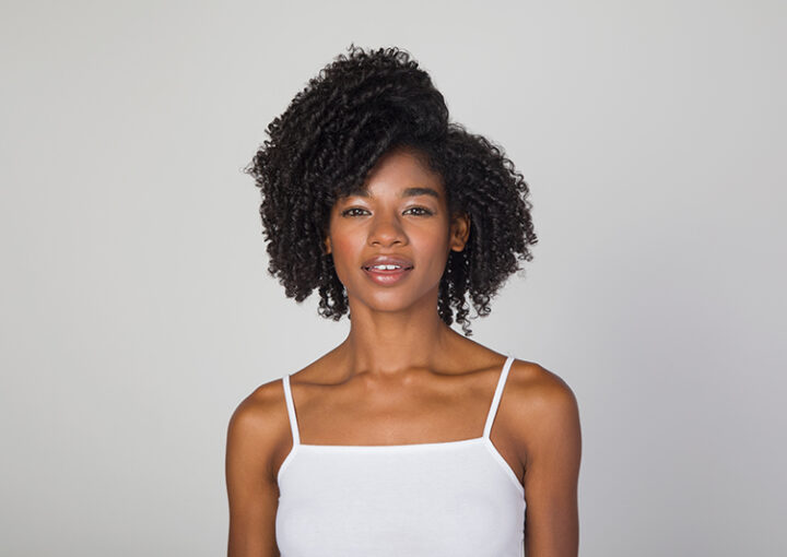 female model with curly hair