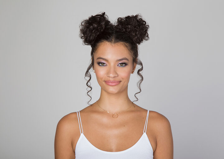 female model with space buns