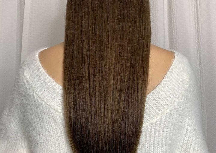 female model with smooth and straight hair